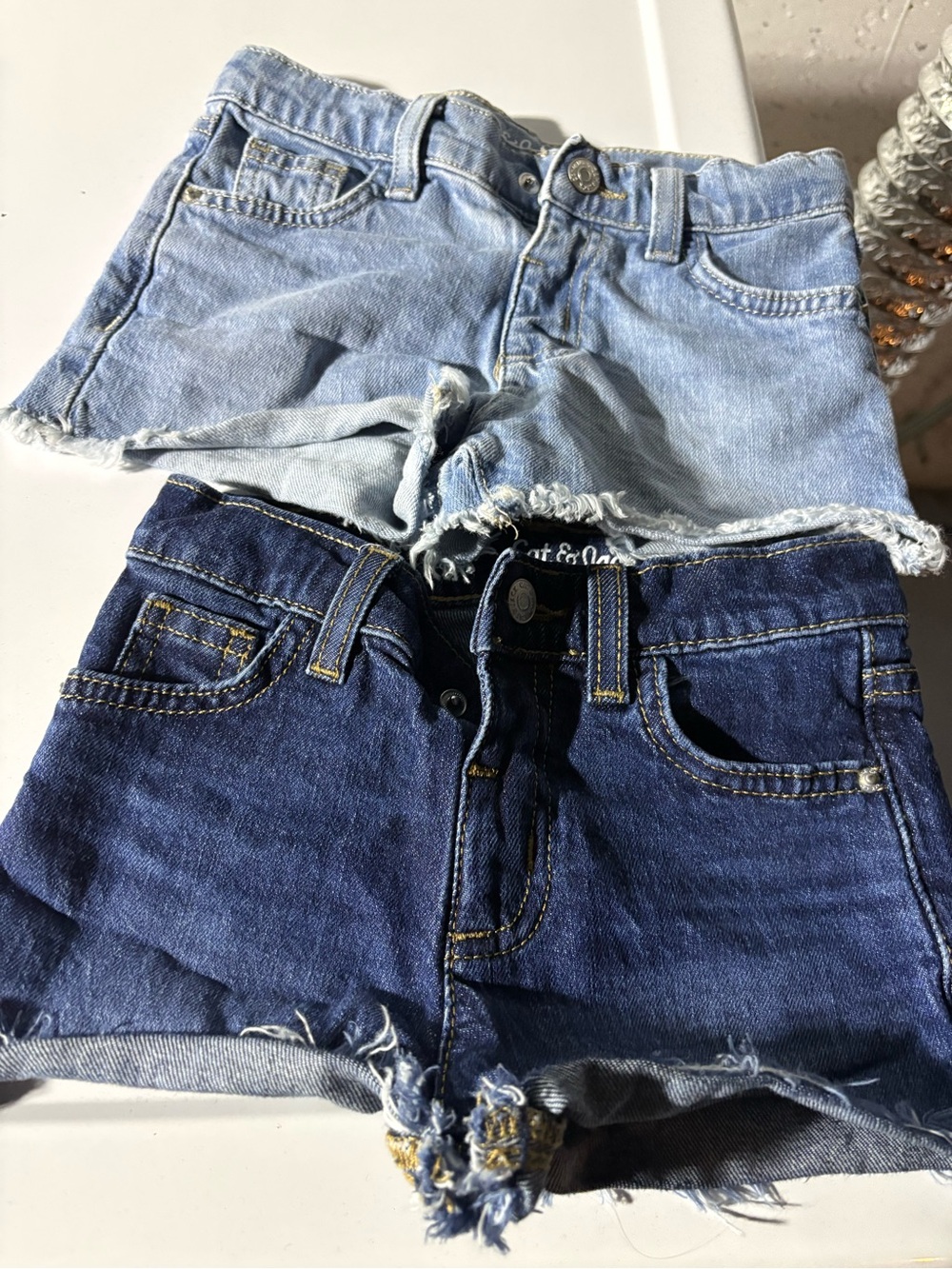 5T- Denim Cutoff Shorts Duo — Light Wash & Dark Wash